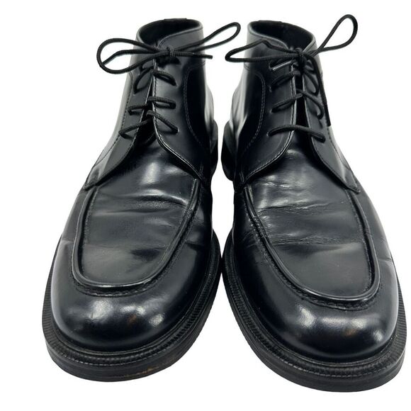 Cole Haan Mens Ankle Boots Black Leather Lace Up Round Moc Toe Chukka 8.5 M - Picture 1 of 10